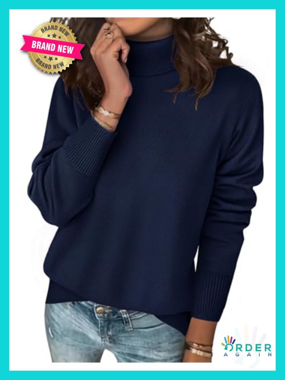 Women's Turtleneck Sweater Long Sleeve Knit Pullover Top